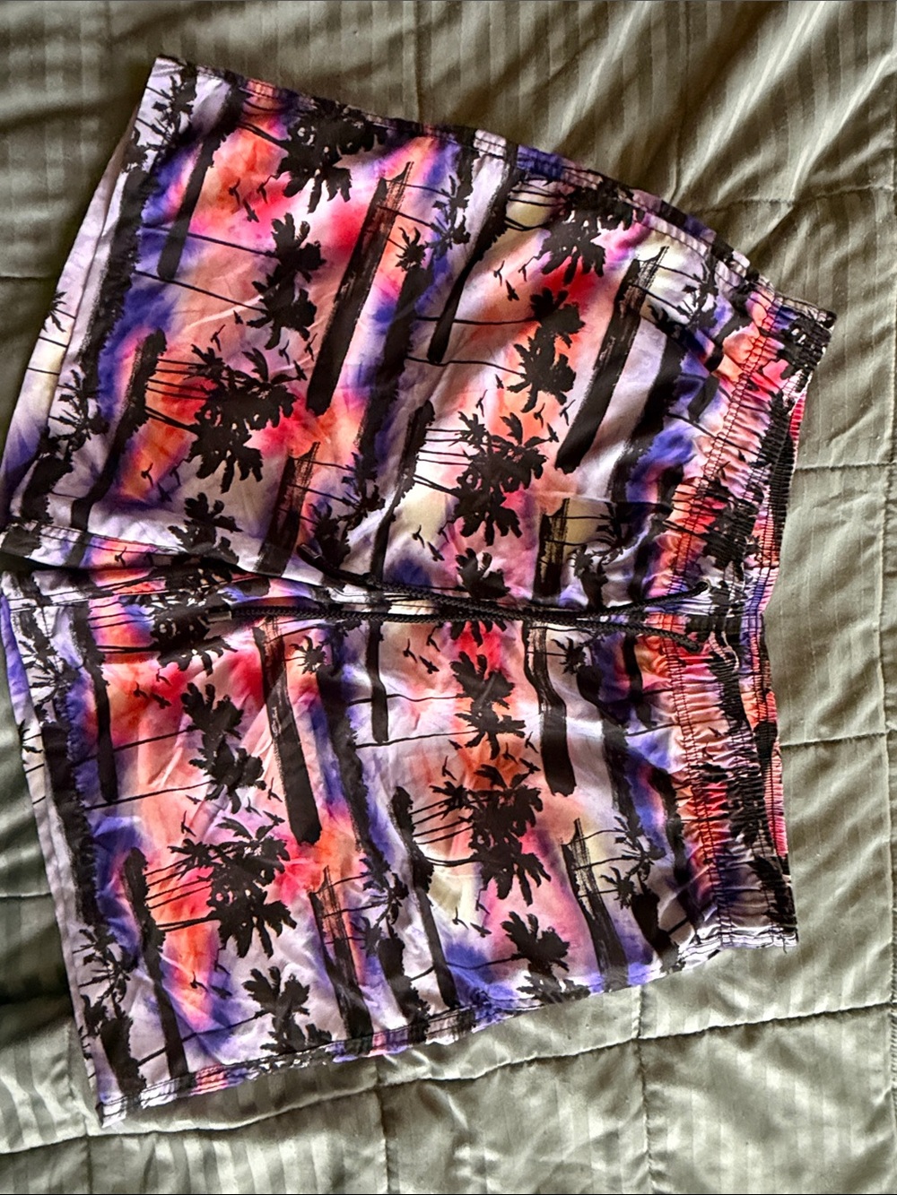 Bugatchi Tropical Sunset Palm Print Swim Trunks